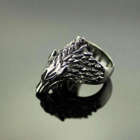 Bague Loup Tête de Loup (Acier)